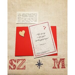 Szerelmes üzenet elültethető magpapíron, szíves, piros borítékban