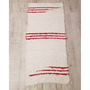 Kézzel szőtt piros-fehér szőnyeg, pamutból, 170 cm