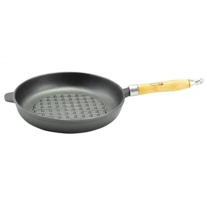 Öntöttvas grill serpenyő, kerek, nyeles - 24cm