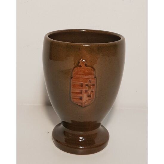 Kézműves kerámia boros pohár, Magyarország címerével