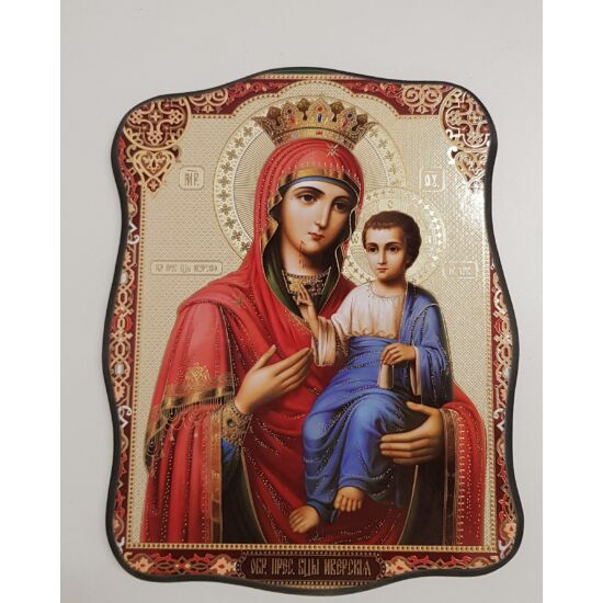 Mária és a gyermek Jézus szentkép, falikép fatáblán - 24 cm