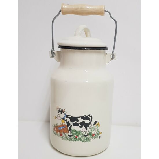 Zománcozott tehenes tejeskanna, 2 literes