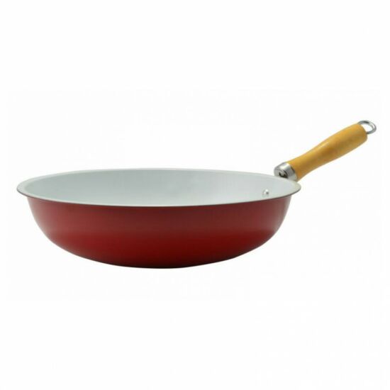 Vas wok serpenyő, kerámia bevonattal, 30 cm