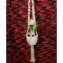 Kép 1/2 - Rusztikus egyes makramé virágtartó, bézs pamutfonalból