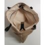 Kép 2/4 - Kézműves női táska új zsákvászonból, valódi bőr táskafüllel – nagy méretű