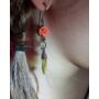 Kép 1/2 -  Kézműves rézdrót fülbevaló – barackvirág színű rózsa